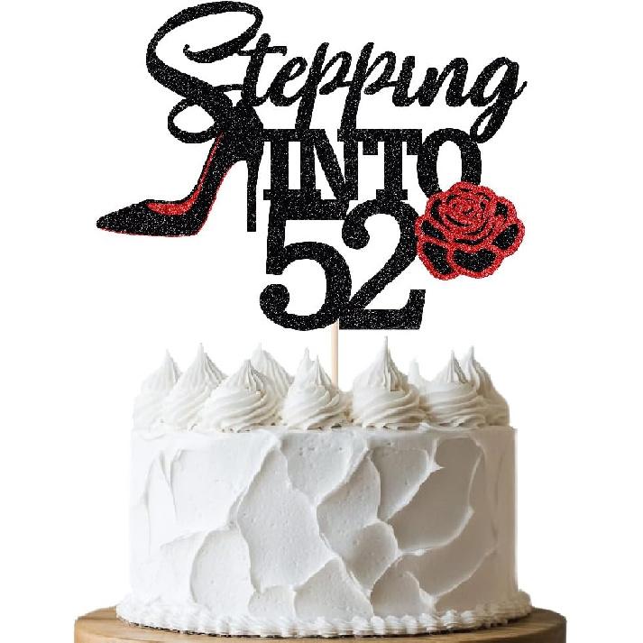 Stepping Into 40 Cake Topper,Still Fabulous at 40 Cake Decor,Funny Happy 40th Birthday Party Supplies,Highheel Rose Sign Cheers to 40 Years Black Red