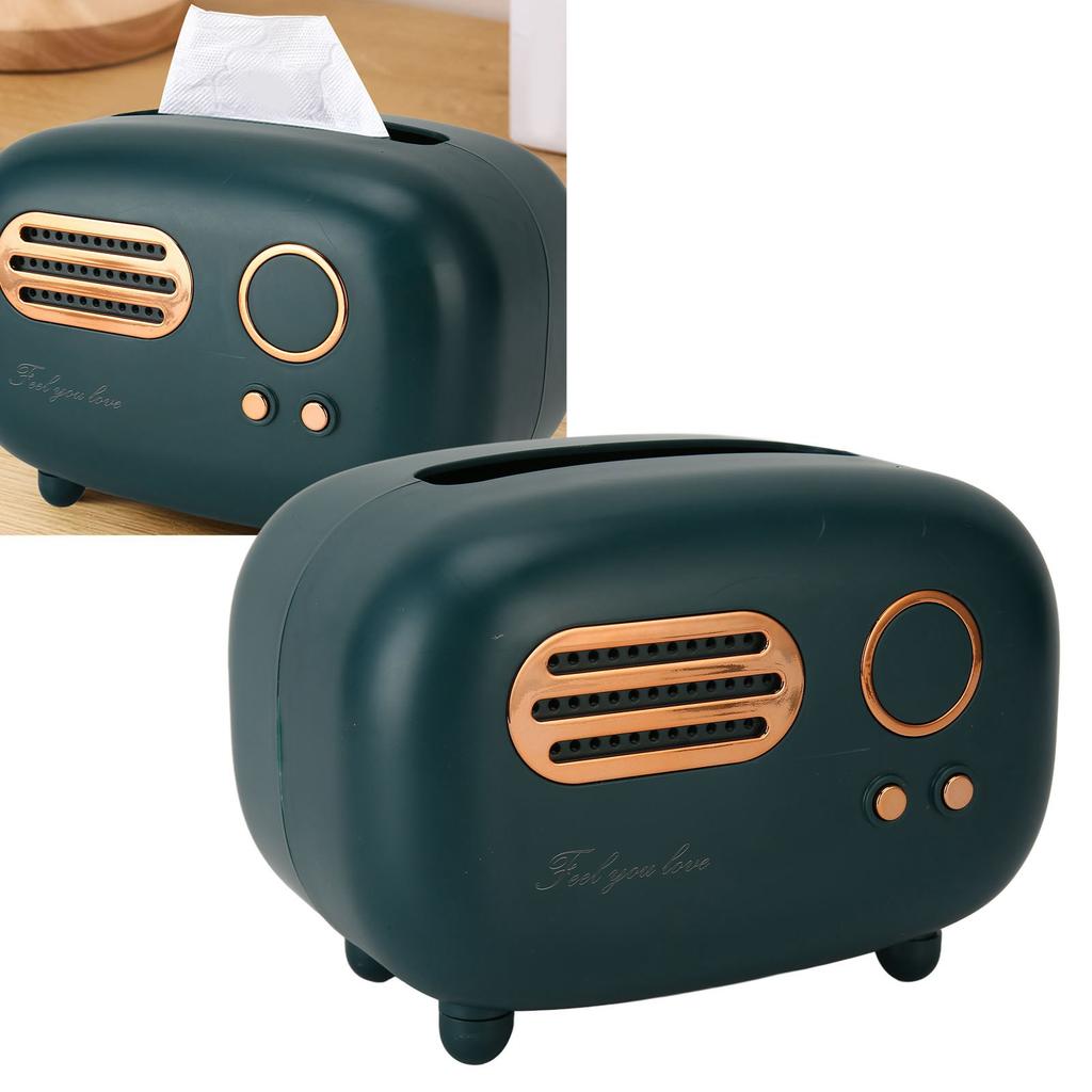 Tissue Box Holder Cute Radio Wide Opening Anti Slip Feet Plastic Tissue Paper Box for Bedroom Living Room