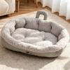 Dog Cushion Thickened Oval Pet Bed Soft Skin-Friendly Comfortable Handle Dog Kennel Warm Snuggle Cat Nest Winter Season