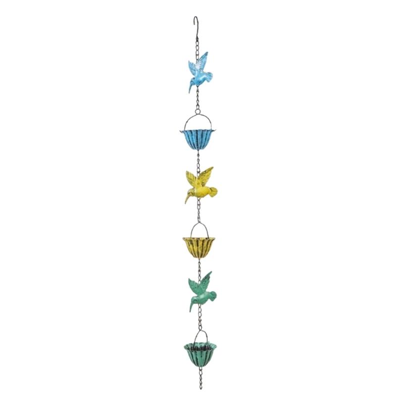 

Decorative Rain Chain with Hummingbirds Water Flows Solution Garden Ornament with Hook Weather Resistant ABS Design 1