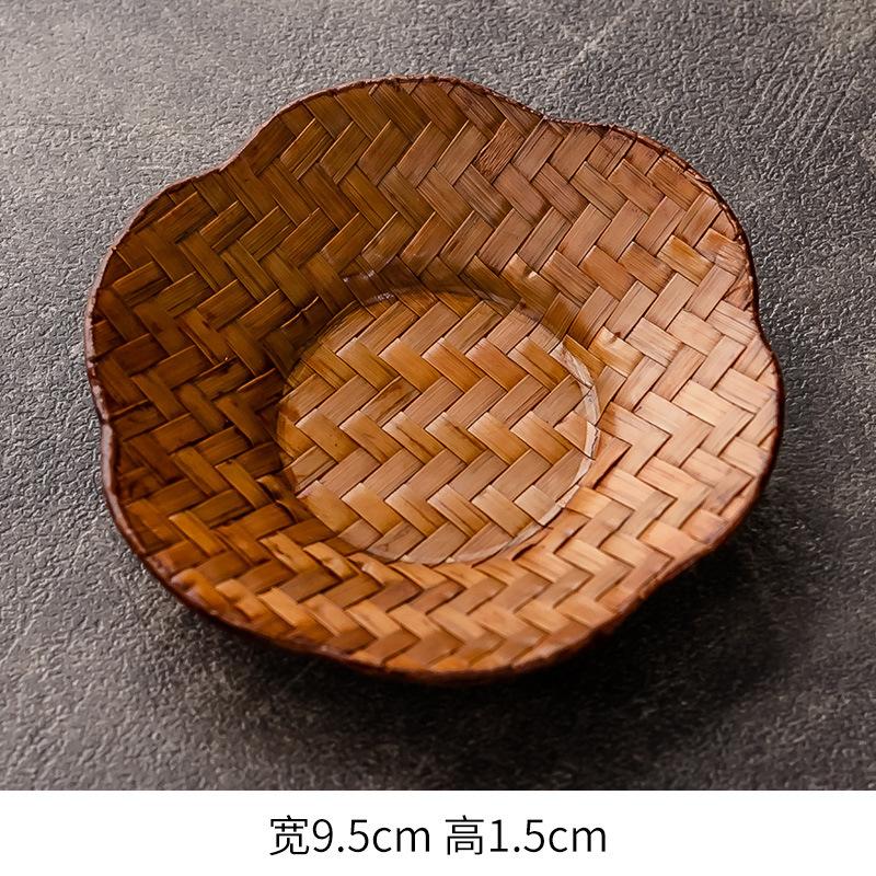 Handmade bamboo cup holder, lacquer rattan coaster, pot bearing heat insulation mat, new Chinese Zen kung fu, tea ceremony tea set accessories