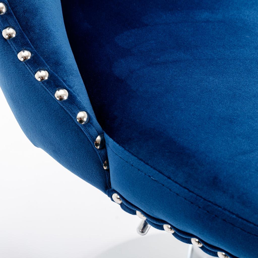 Swivel Velvet Barstools Adjustable Seat Height from 25-33 Inch, Chrome Base Bar Stools with Backs Comfortable Tufted, Set of 2,DE1712BL,Blue