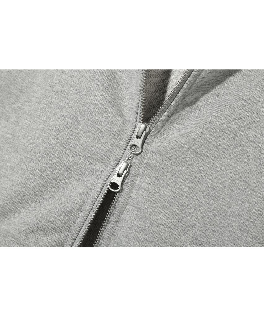 Basemoment Rivet Crop Zip-Up Hoodie (Heavyweight) Melange Grey