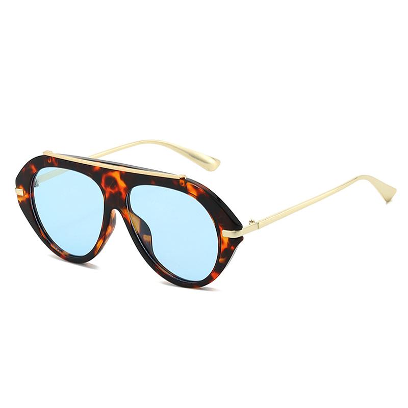 Vintage Patchwork Ins Popular Fashion Oversized Pilot Sunglasses Women Shades UV400 Retro Gradient Men Blue Green Sun Glasses
