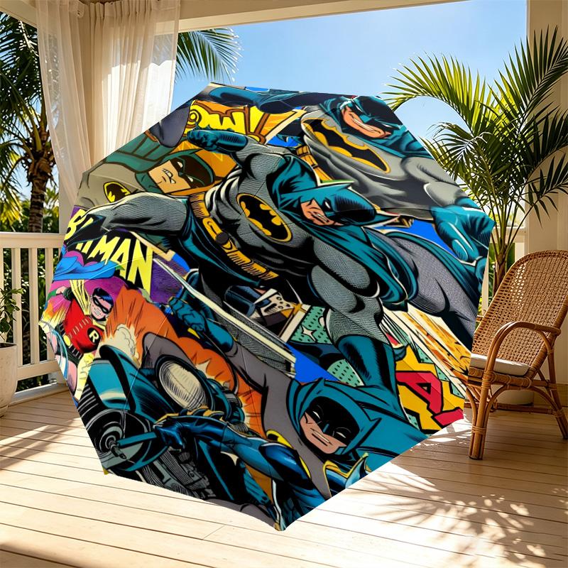 Batman Print Automatic Open Close Umbrella, Portable Foldable Umbrella, for Outdoor Commute Camping Trip, Ideal Birthday Gift