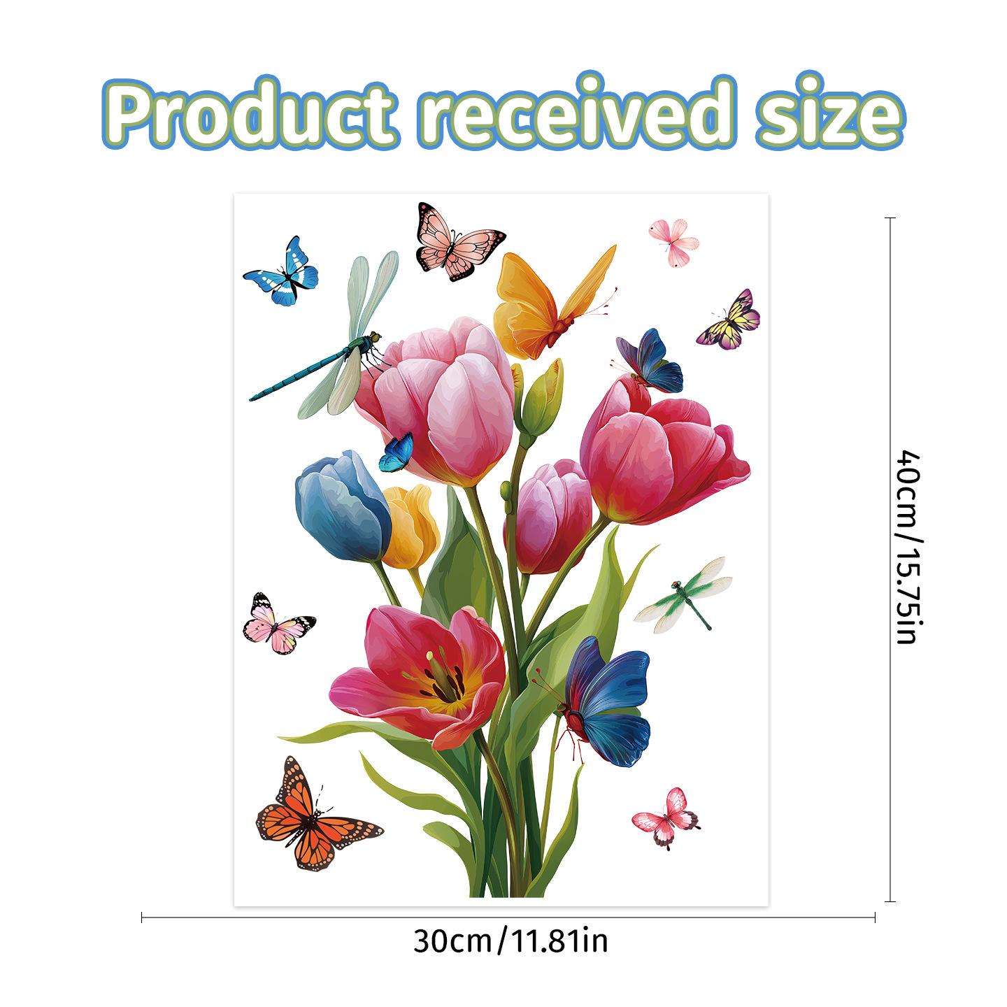 

Простая атмосфера многоцветные наклейки на тюльпаны на украшение балконного окна без клея электростатические наклейки Tulips and Butterflies [UV] (no bag)