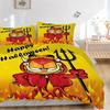 3-teiliges Garfield als Teufel bedrucktes Bettwäsche-Set, weiche und bequeme Bettbezug für Schlafzimmer, Gästezimmer (1 Bettbezug + 2 Kissenbezüge, Kissen