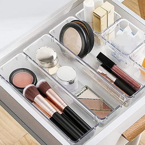 Transparent Drawer Storage Box Clear Acrylic Drawer Organizer Drain Holes Drawer Storage Tray Stackable Storage Bin