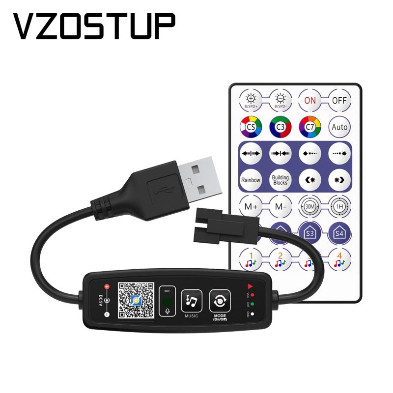 WS2811 WS2812B Bluetooth LED Pixels Strip Controller for Dream Color Tape Lights BT APP Music Control 28Keys Remote Controller