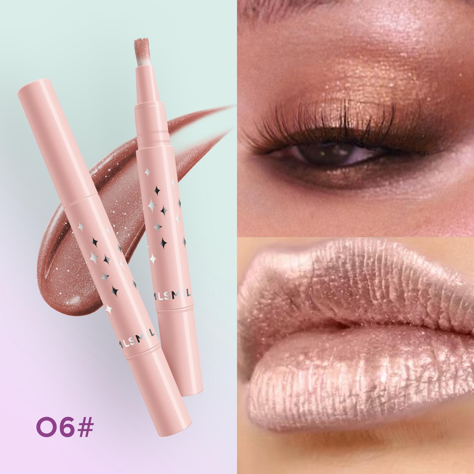 

8 цветов Жемчужные жидкие тени для век Мягкая кисть с бриллиантами Тени для век Вращающийся блеск для губ Глазурь для губ Губы, щеки и глаза Многофункциональные тени для век 6#