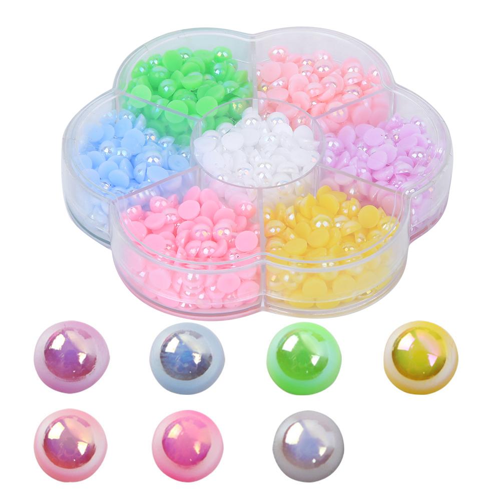 

Разноцветные полукруглые пластиковые бусины-имитации жемчуга с плоским дном для изготовления ювелирных изделий своими руками, ожерелье