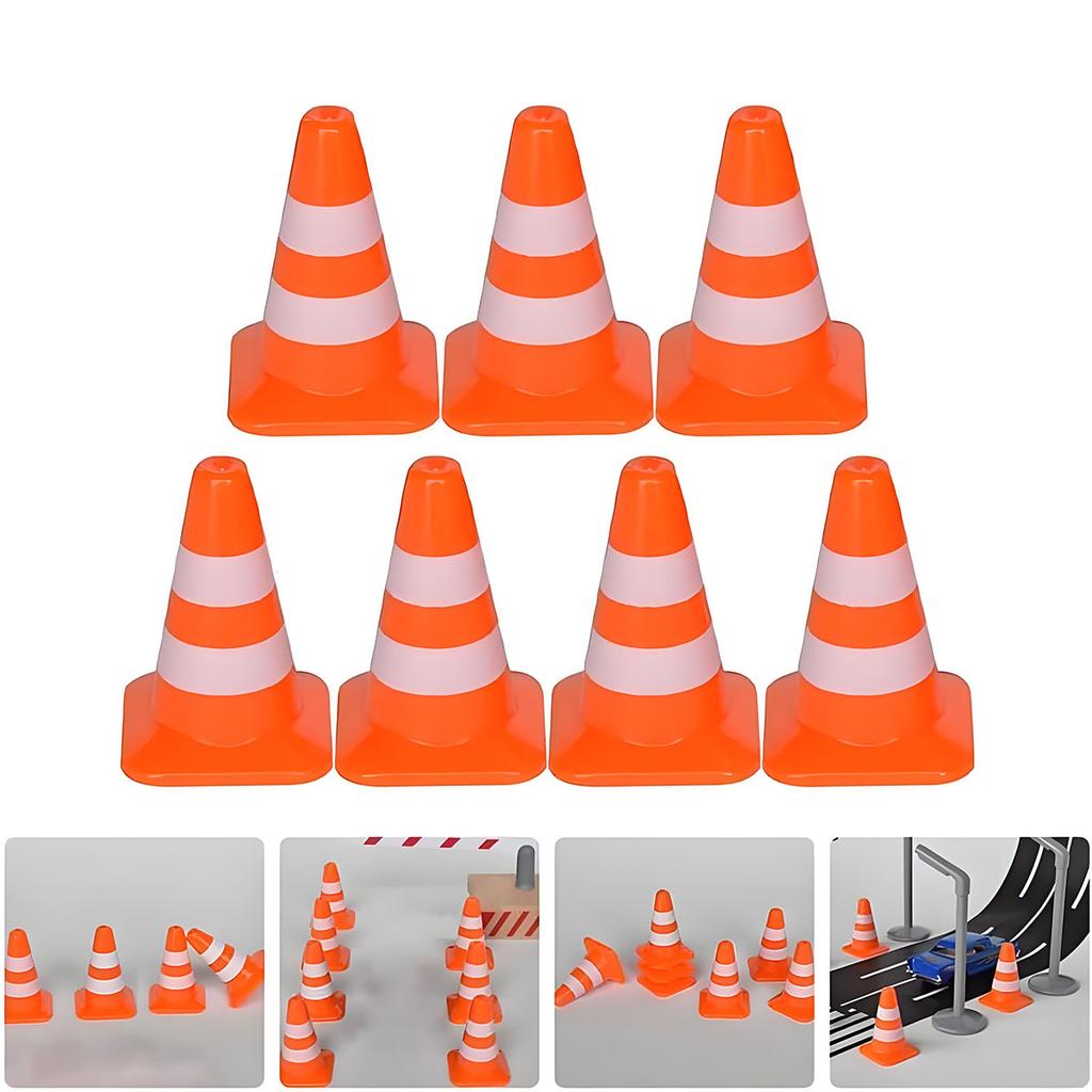 10pcs Mini Traffic Cones Miniature Traffic Cones Mini Traffic Signs Barricades Signs Traffic Scene Roadblock Construction Fun for All Ages