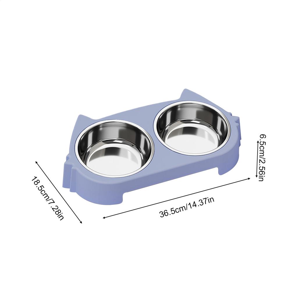 Dog Bowl Stand Anti-Slip Detachable Food Holder Station Dog Bowl Holding with Double Stainless Steel Dish for Home Living Room
