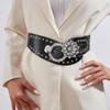 Waist Retro Metal Belt With Floral Water Digger Decor For Women Skirts Outerwear