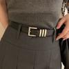 Fashionable Korean Simple Womens Dress With Decorative Clip Belt Outfits For