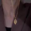 Elegant Rhinestone Tree Leaf Pendant Necklaces For Women Shiny Zircon Stainless Steel Metal Leaves Choker Simple Clavicle Chain