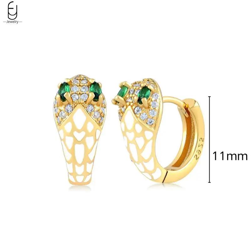 925 Silver Needle Vintage Snake Earrings Women Gold Round Ear Clips Punk Style Fashion Hoop Earrings Women Jewelry