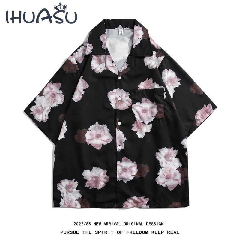 

Новая гавайская цветочная рубашка мужская рубашка с короткими рукавами для летнего пляжного отдыха с принтом