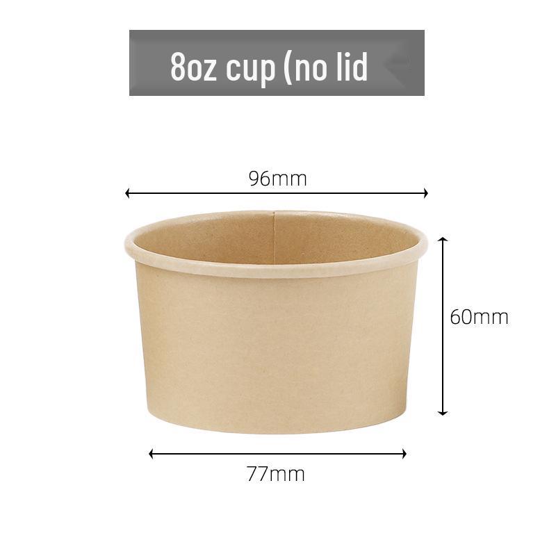 Disposable Kraft Paper Soup Bowl with Lid - Thickened Round Takeaway Meal Box for Porridge and Lunch