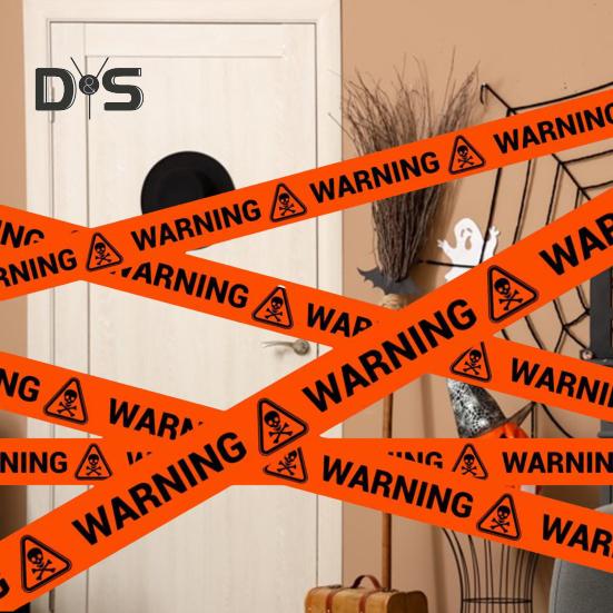 Halloween Warning Tape Outdoor Danger Warning Line Decoration Window Hanging Banner Scary Haunted House Prop Party Supplies