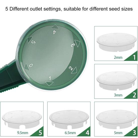 Seeds Sowing Kit Dispenser, Handheld Garden Seeder Sower with 5 Dial Settings, Ergonomic Plastic Dispenser Tool Dibber, Plant Labels, for Small
