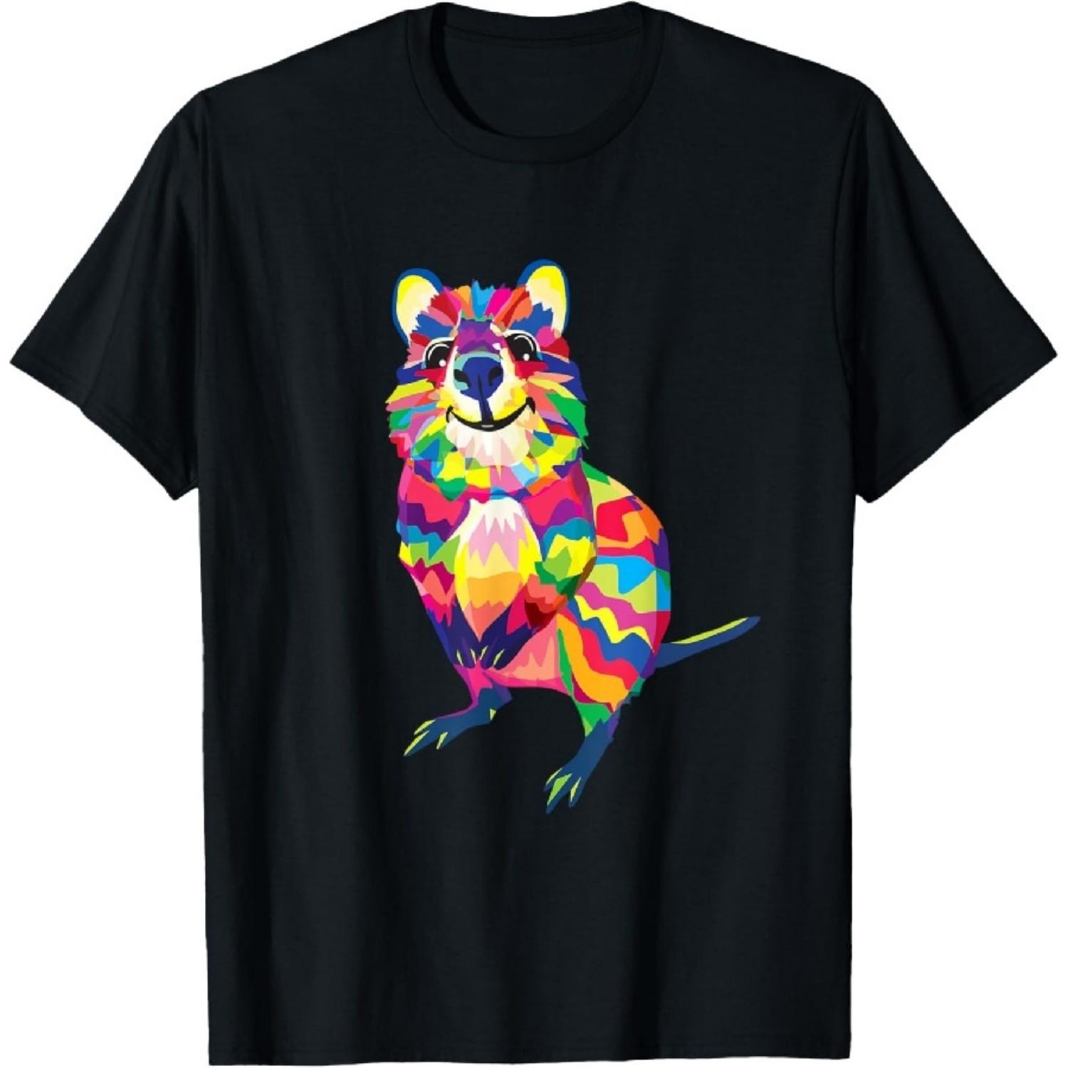 

Australian Quokka Marsupial Geometric Happy Animal T-Shirt XXXXXL чёрный