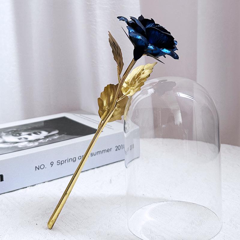 Caixa de Presente Flor Cravo Folha de Ouro - Rosa de Ouro 24K para o Dia dos Namorados Chinês