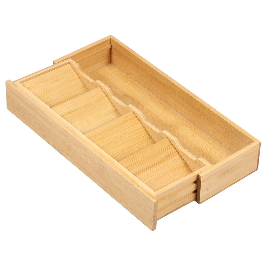 Expandable Drawer Tray Cutlery Organizer Kitchen Silverware Utensil Flatware Cutlery Spoons Knives Bamboo Storage Tray