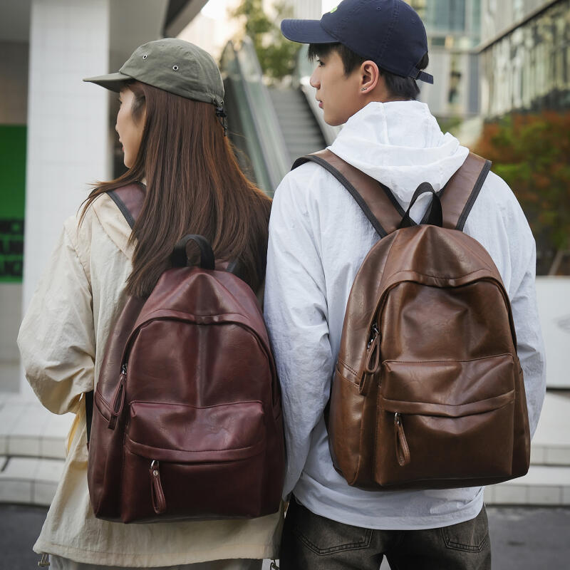Vintage Soft Leather Schoolbag Women's Commuter Travel Backpack
