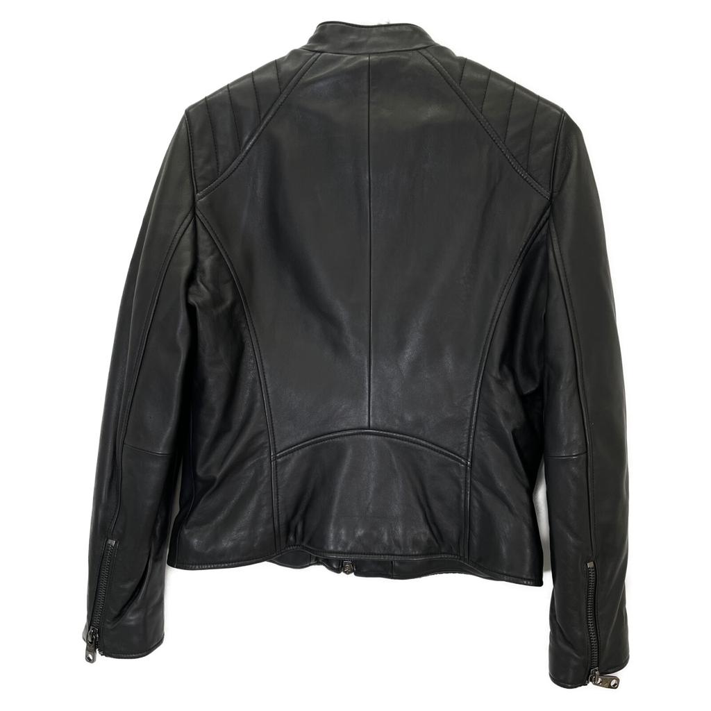 EMPORIO ARMANI BNB04P B2P20 Black Leather Switch Rider's Stand Jacket Jacket 40 blackUsed