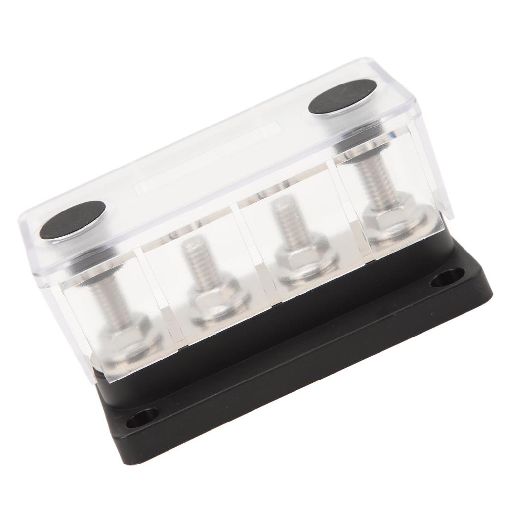 4 Studs Power Distribution Block 12‑48V 150A Brass Nickel Plated for Cars Trucks RVs Marine Boats Black
