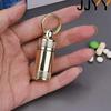 Portable Brass Snuff Bottle with Mini Spoon Pill Container for First Aid Storage Collection