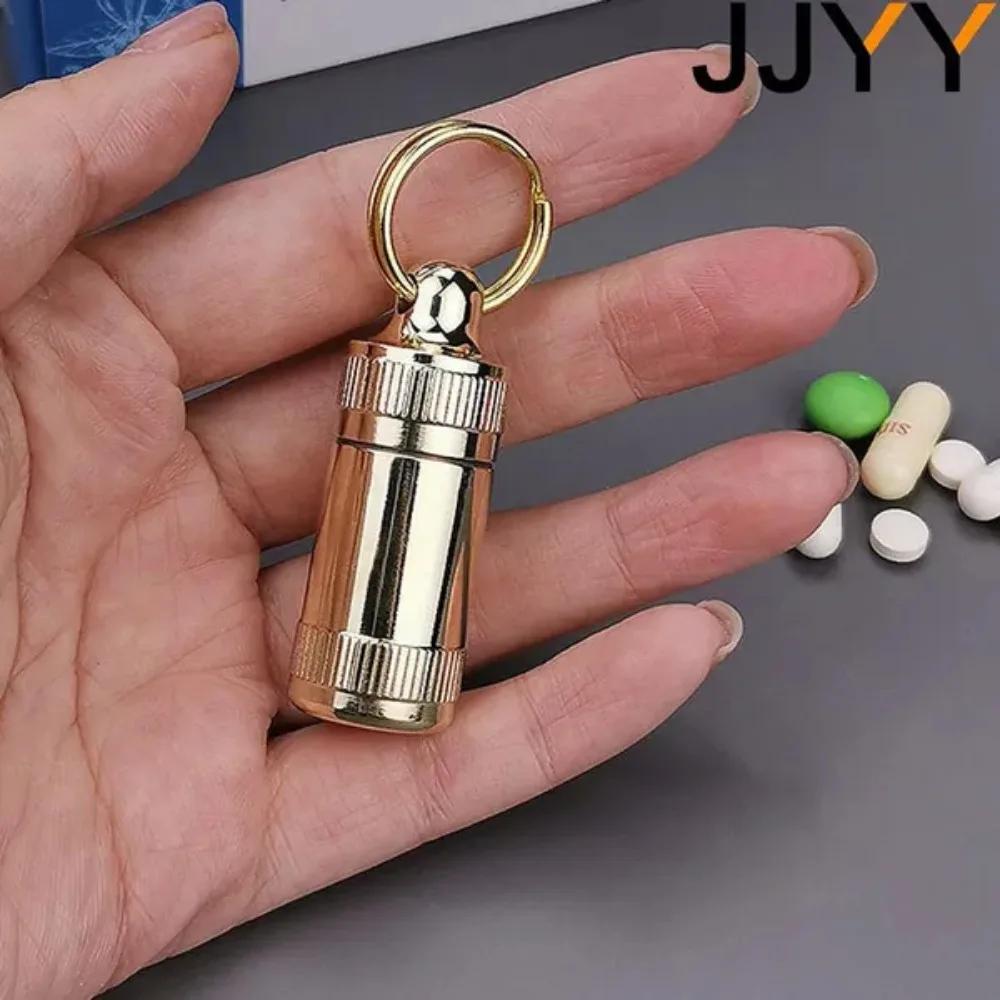 Portable Brass Snuff Bottle with Mini Spoon Pill Container for First Aid Storage Collection