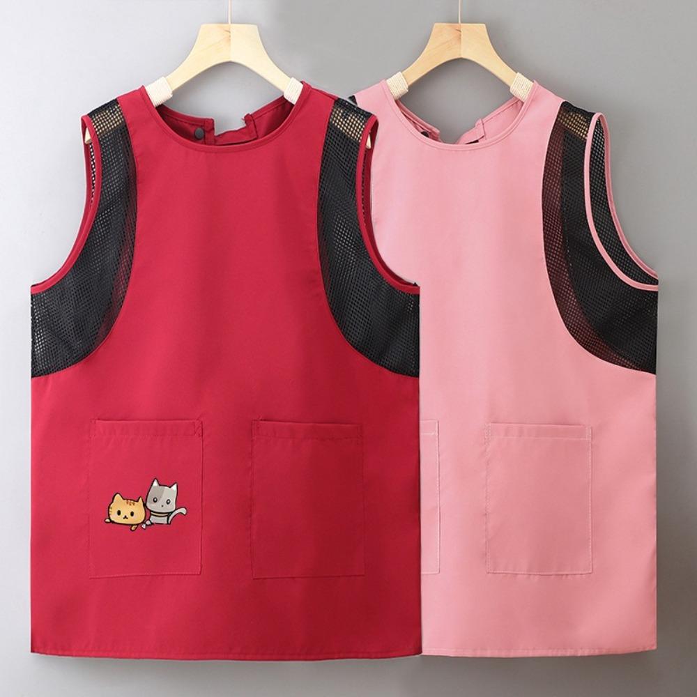 

Breathable Sleeveless Apron Anti Dirty Coffee House Uniform Trendy Apron for Baking червоний