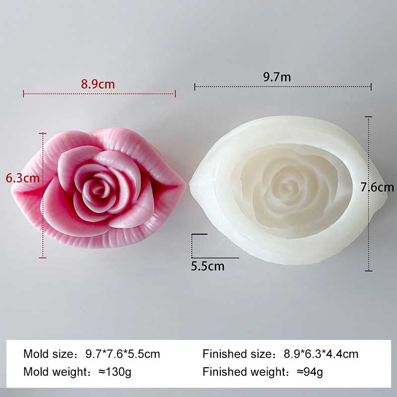 DIY Lip-Form Rose Flower Silicone Mold Aroma Candle Plaster Resin Mold Handmade Candle Making Supplies