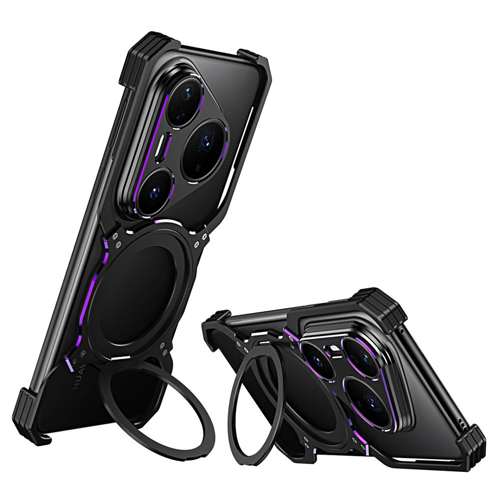 

Для Huawei Pura 80 Ultra Чехол Подставка Металлический Бампер Магнитная Крышка Телефона Black/Purple