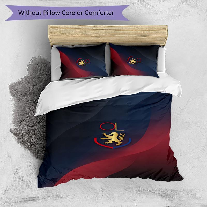 Lyon FC Printed 3PCS Bedding Set Breathable Duvet Cover with Pillowcases Decorative Bed Linen for Bedroom Home