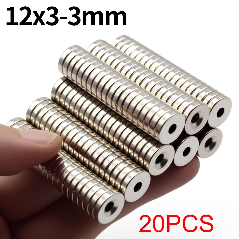 12x3-3mm Super Strong Neodymium Magnet N35 NdfeB Permanent Magnetic imanes Round With Holes Powerful Magnets Refrigerator Magnet