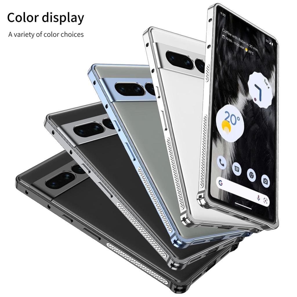 For Google Pixel 7 Pro 5G Bumper Cases Metal Frame Heat Dissipation Cover with Lens Protector