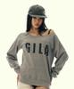 Gillaakaibeu Bold Logo Backless Sweat Shirts_Beige