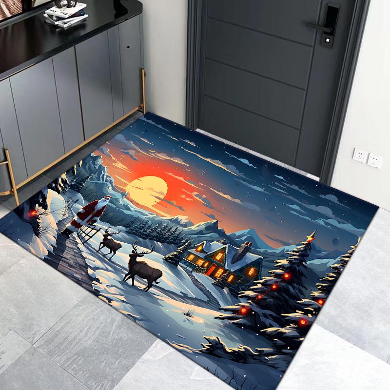 Cross-border Christmas Cartoon Entrance Mat for Hallway or Living Room Decor