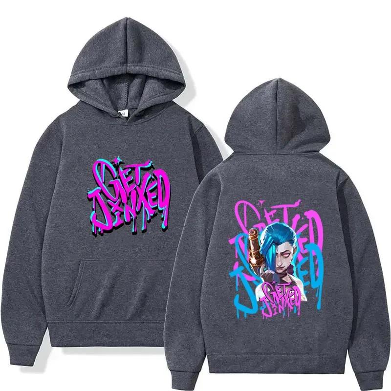 Arcane Jinx Fashion Harajuku Hooded Anime Print Kawaii Long-sleeved Cartoon Fleece Clothes Sweatshirts Women Men