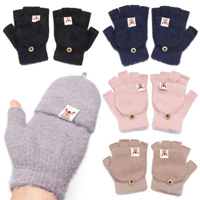 Apparel Accessories Keep Warm Cold Proof Winter Gloves Half-finger Fawn Flip Cover