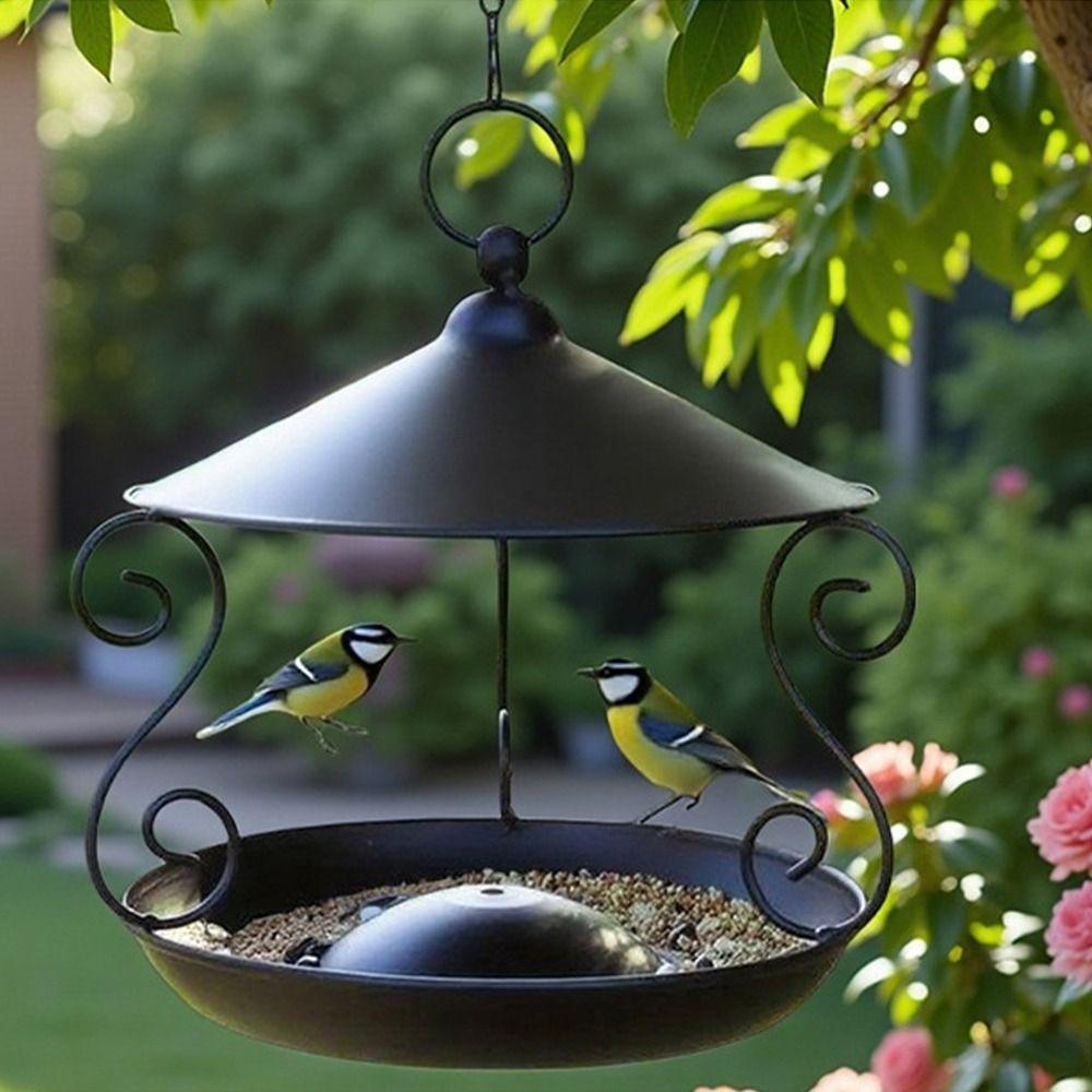 Rainproof Bird Food Dispenser Iron Bird Feeding Tray Garden Decor Bird Feeder  Hummingbird