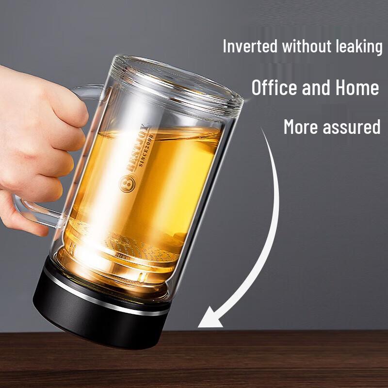 FUGUANG ZHENPIN Double-Layer Glass Office Cup with Handle