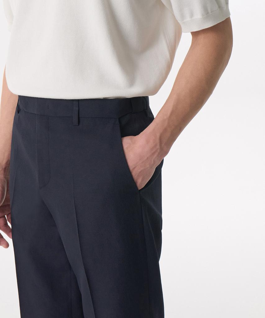 MUSINSA STANDARD Cool Touch Semi-Wide Hidden Banding Slacks [Navy]