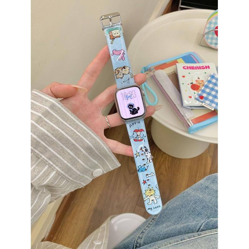 Cartoon Print Watch Strap for Apple 11th Gen iWatch, Huawei Fit43, and Xiaomi 9Pro