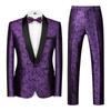 Îmbrăcăminte bărbătească Costum formal elegant Set 2 piese Costum bărbătesc cu model de flori Imprimat Business Office Costum nuntă Jachetă+pantaloni Costume și blazere
