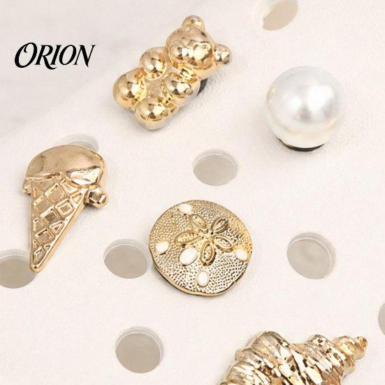 Faux Perlen Schuhanhänger 6 Stück/Set Goldfarbene Anhänger, Sommer Eiscreme Muschel Seestern Anhänger für Clogs Damen Mädchen Strand Schuhwerk Dekor Zubehör