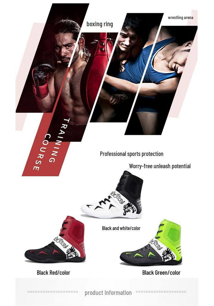 VS01 High-Top Cross-Border Wrestling & Boxing Shoes - Soft, Comfortable, Non-Slip Indoor Training & Competition Shoes.